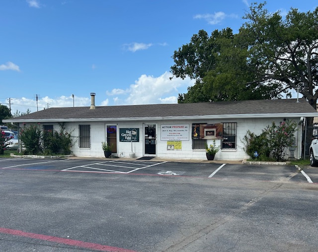 Action Propane Inc storefront at 2601 S Hwy 183, Leander TX — authorized Big Green Egg dealer